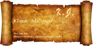 Klenk József névjegykártya