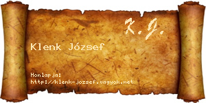 Klenk József névjegykártya